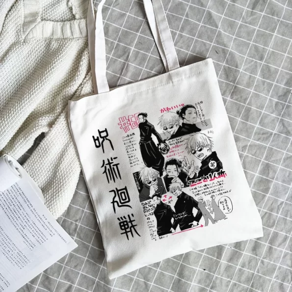 Jujutsu Kaisen hiphop canvas tas voor dames met grote capaciteit Handtassen Shopping bags