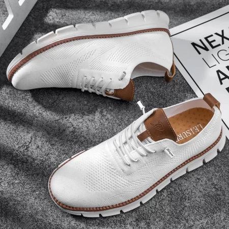 Nieuwe Stijlvolle Heren Casual Schoenen Witte Flyknit Sneakers Business schoenen Klassiek