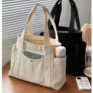 Ruime Canvas Draagtas – Ideaal voor Werk & College Stijl Laptoptassen Shopping bags