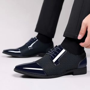 Stijlvolle en comfortabele zwarte leren oxfords voor heren Business schoenen Klassiek Veterboots