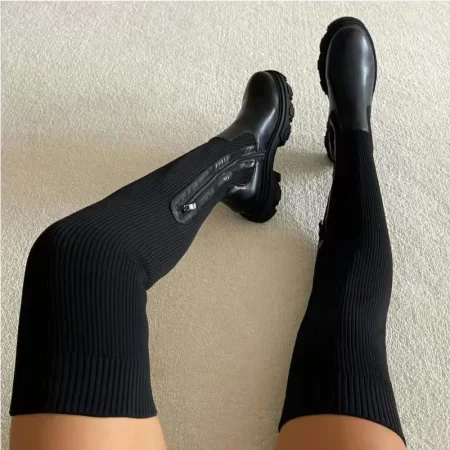 Stijlvol & Comfortabel: Dikke Zool Laarzen voor Dames Dames Laarzen Overknee laarzen Schoenen